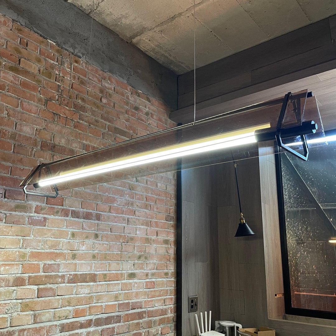 Industrial Triangle Pendant Light | 39.3 x 59 in | Metal & Glass Finish | Adjustable Ceiling Suspension | Brick by Brick