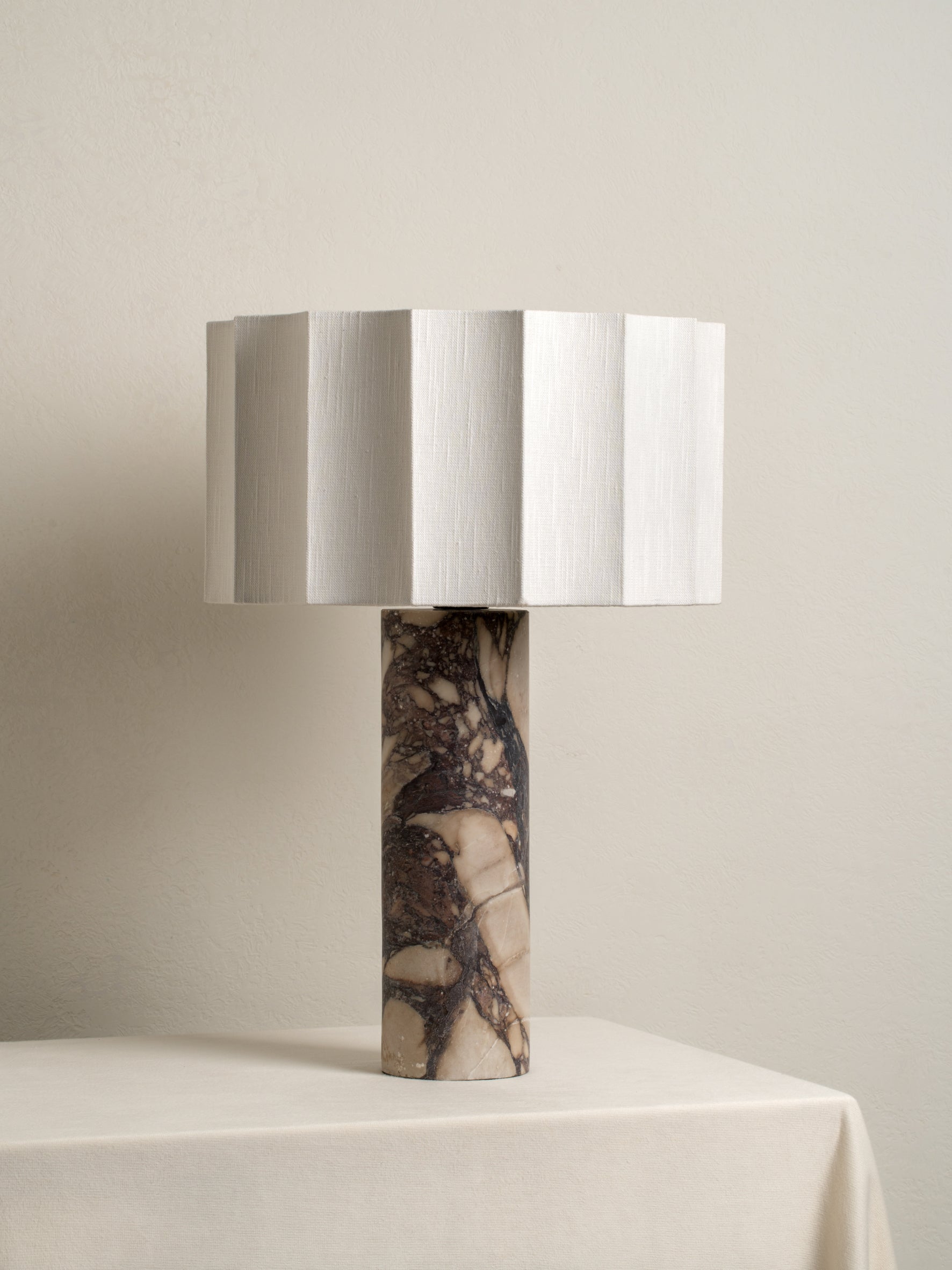Valli Large Table Lamp | Elegant Bedside Lamps | Italian Calacatta Viola Marble | Unique Inverted Scallop Shade | Brick by Brick London 0