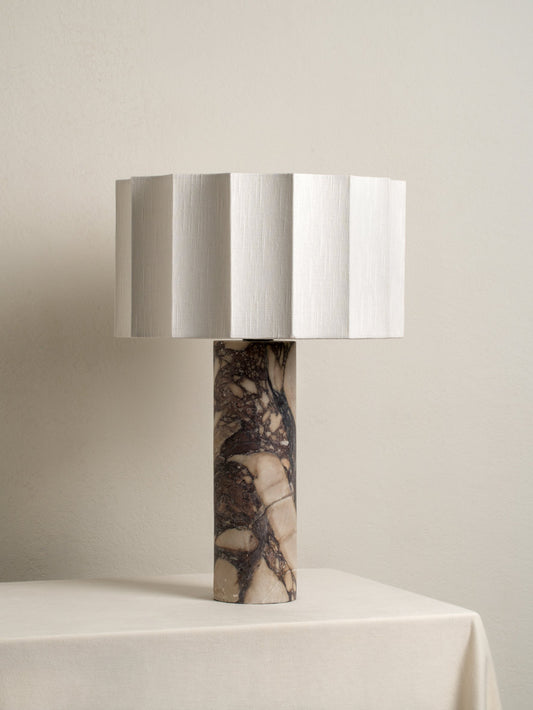 Valli Large Table Lamp | Elegant Bedside Lamps | Italian Calacatta Viola Marble | Unique Inverted Scallop Shade | Brick by Brick London 0