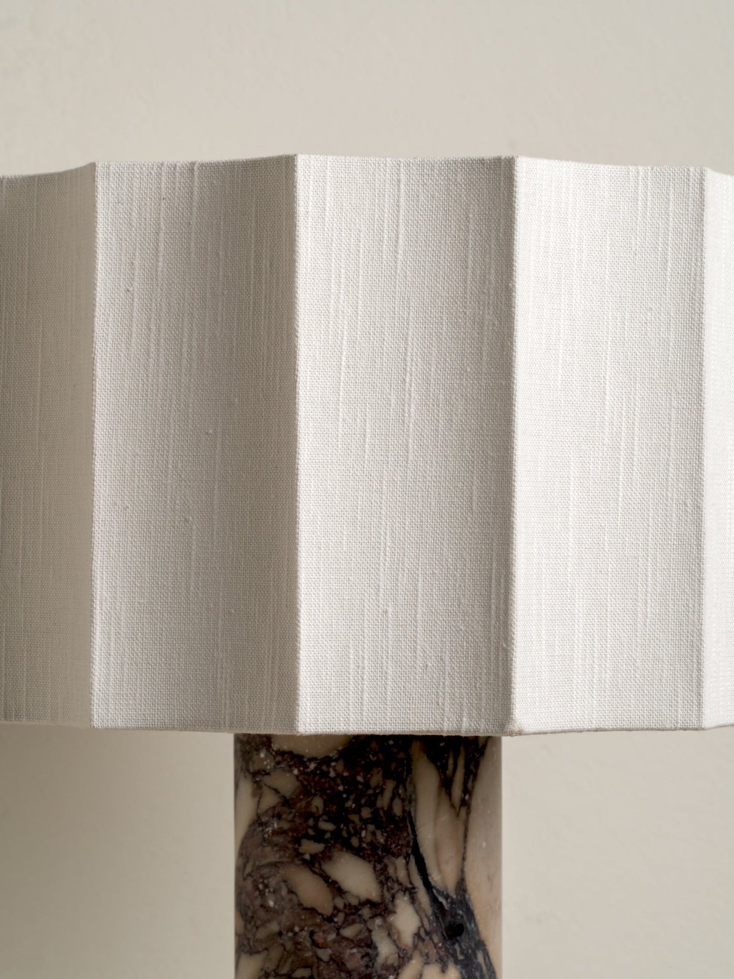 Valli Large Table Lamp | Elegant Bedside Lamps | Italian Calacatta Viola Marble | Unique Inverted Scallop Shade | Brick by Brick London 4