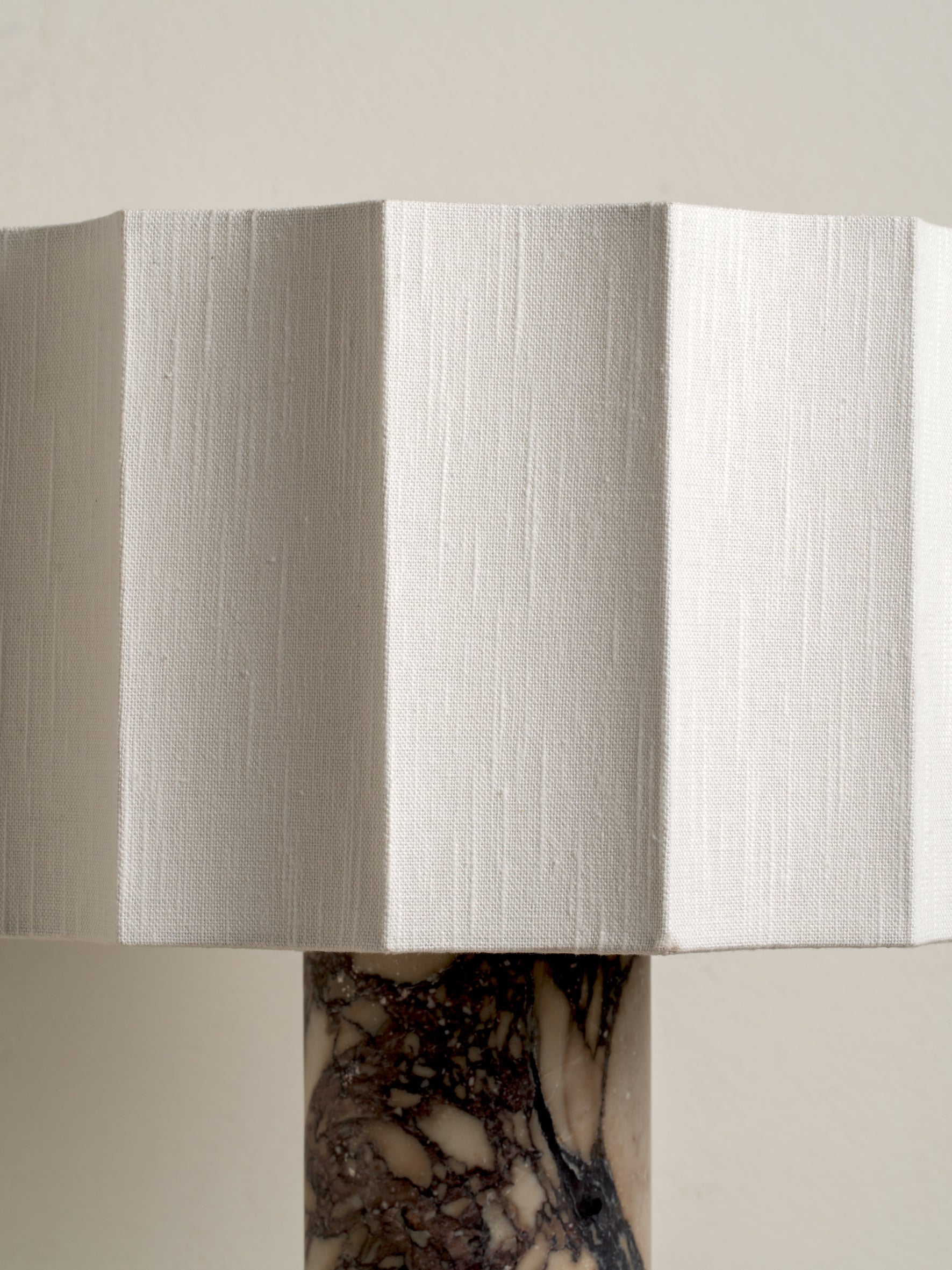 Valli Large Table Lamp | Elegant Bedside Lamps | Italian Calacatta Viola Marble | Unique Inverted Scallop Shade | Brick by Brick London 4
