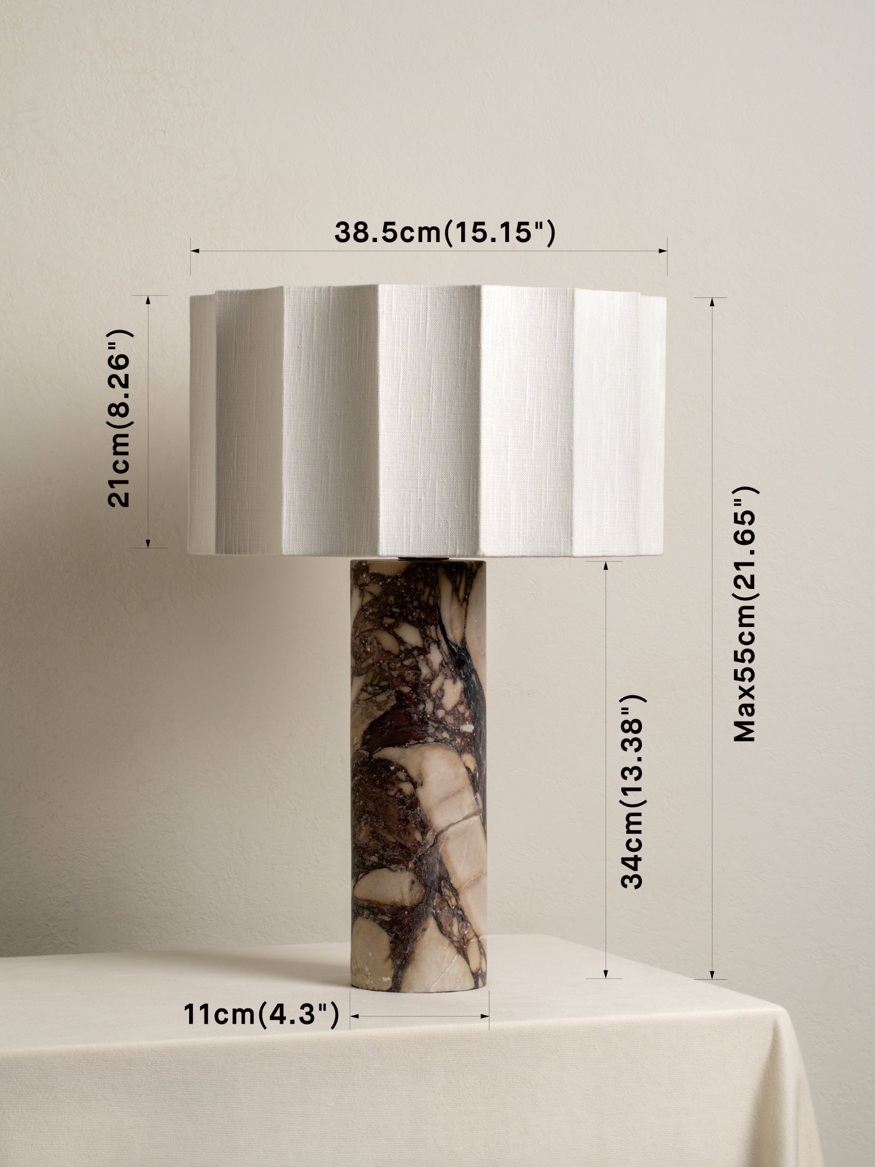 Valli Large Table Lamp | Elegant Bedside Lamps | Italian Calacatta Viola Marble | Unique Inverted Scallop Shade | Brick by Brick London 5
