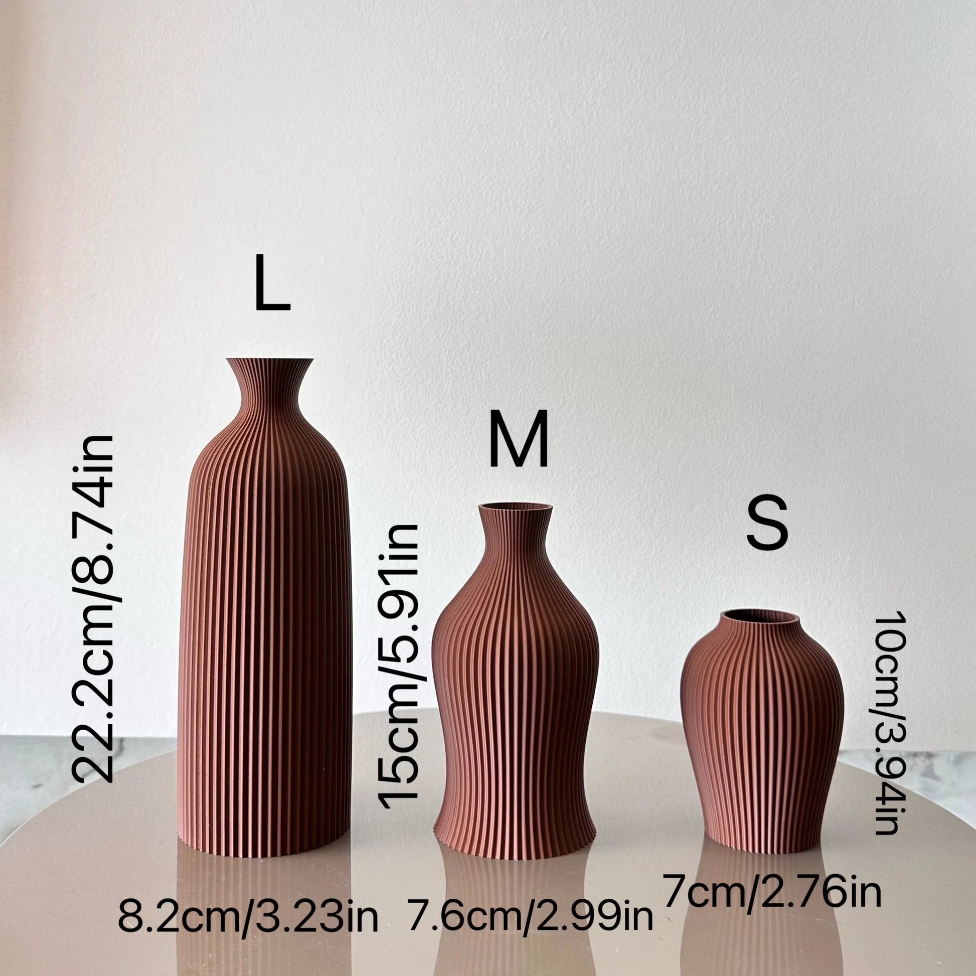 Vase Set – Ribbed Ceramic – Heights 10in, 8in, 6in – Ideal for Dried Florals or Standalone Decor 4