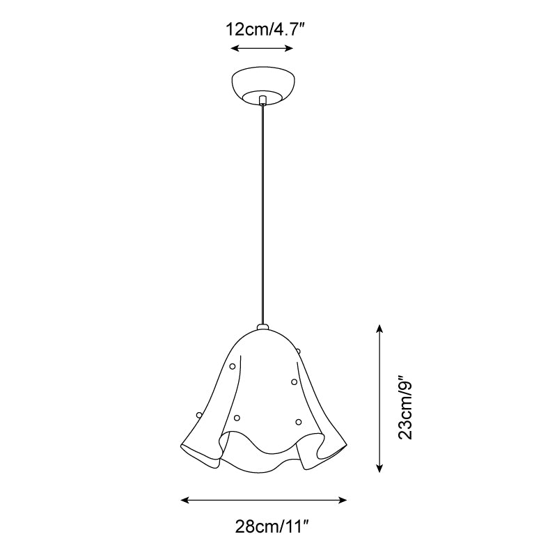 Bell Glass Pendant Light | 11 x 9 in | Metal Ceiling Pendant | Adjustable Wire Length | Brick by Brick
