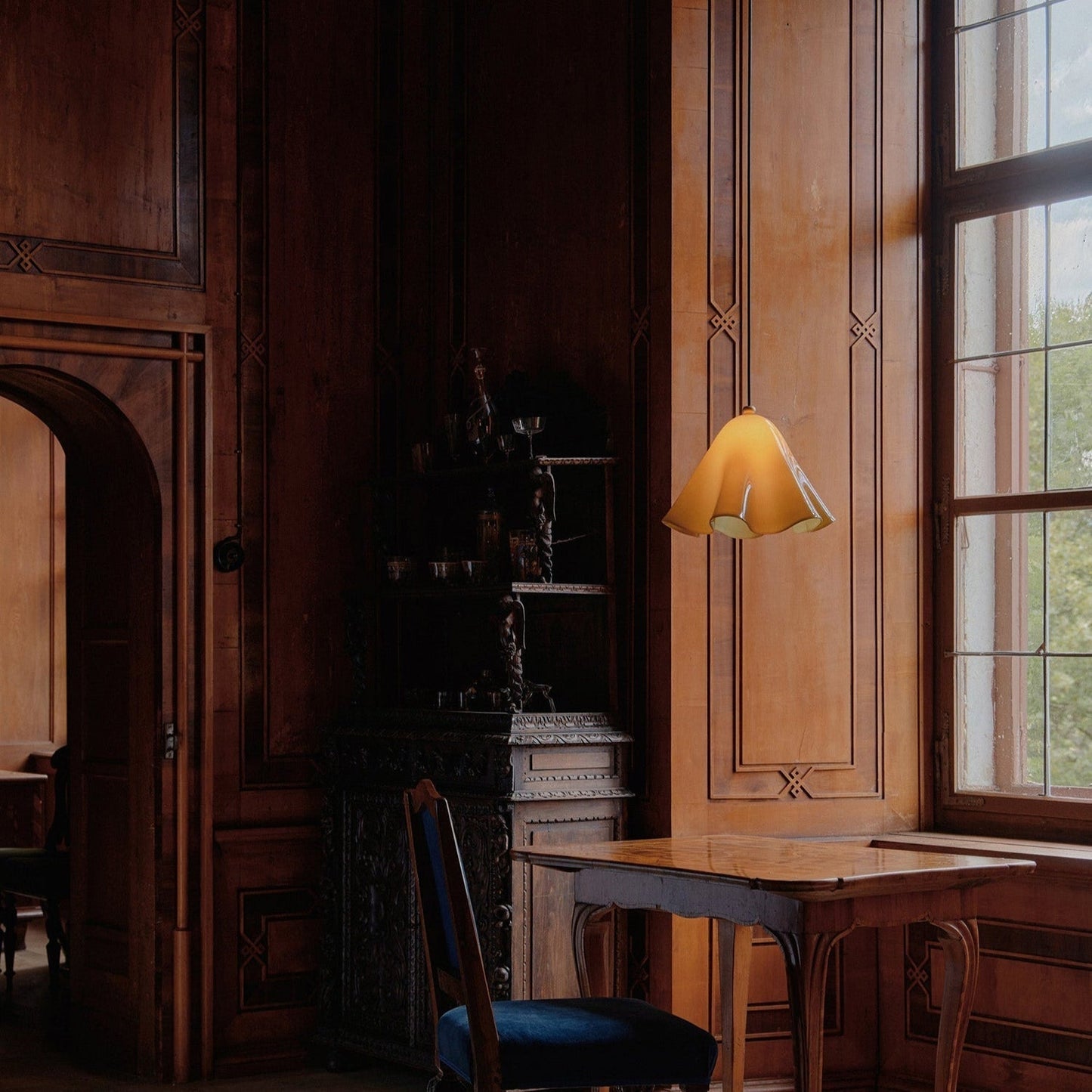 Bell Glass Pendant Light | 11 x 9 in | Metal Ceiling Pendant | Adjustable Wire Length | Brick by Brick