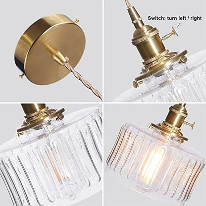 Retro Glass Pendant Light | 6.89 in | Adjustable Hanging Design | Elegant Indoor Illumination | Brick by Brick