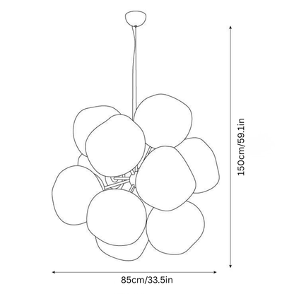 Cluster Glass Pendant Light | 23.6 - 33.5 in | Contemporary Blown Glass Cluster Pendant | Adjustable Hanging Feature | Brick by Brick