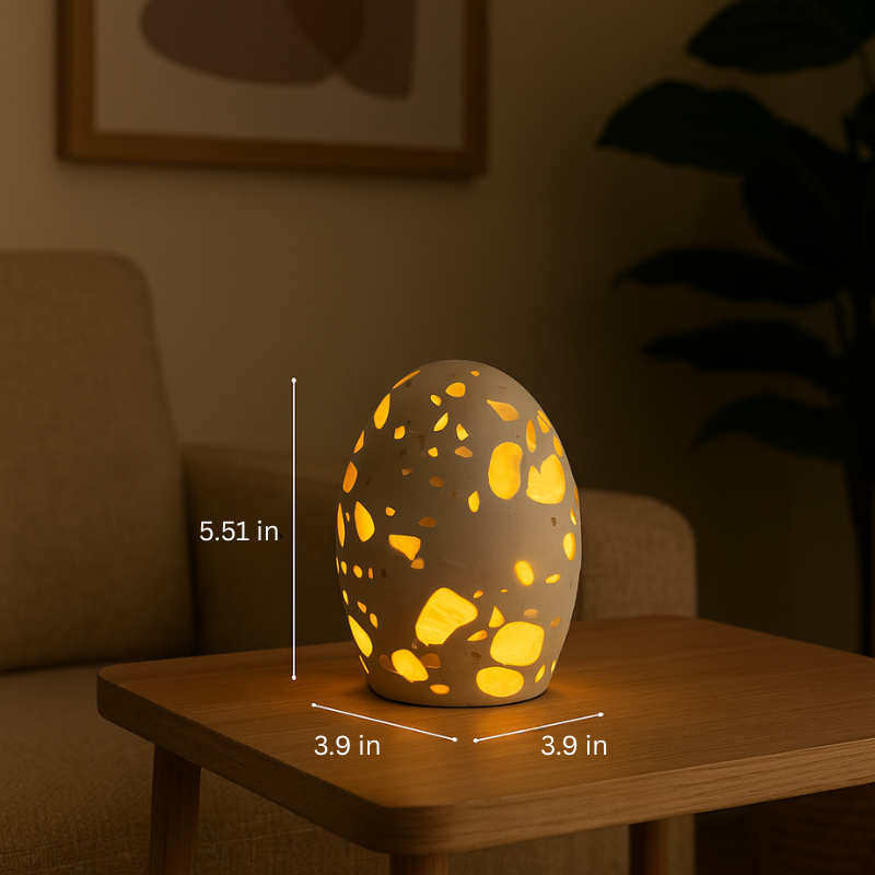 Marble Egg Table Lamp | 3.9 × 5.5 in | Sculptural | Natural Stone Accent Lighting | Brick by Brick