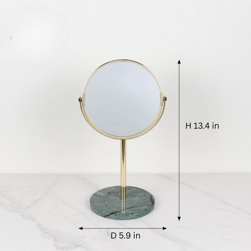Standing Vanity Mirror | 5.9 x 13.4 in | Solid Marble Base | Rotating Metal Frame | Brick by Brick