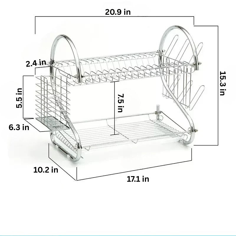 2-Tier Dish Drying Rack | Kitchen Drainboard Set | Stainless Steel | Rust-Proof | Brick by Brick