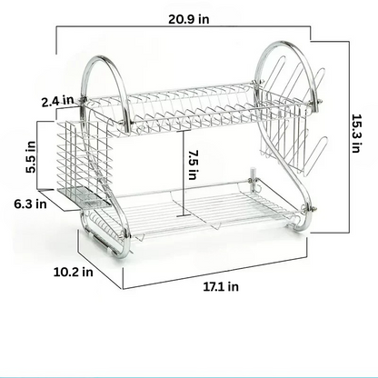 2-Tier Dish Drying Rack | Kitchen Drainboard Set | Stainless Steel | Rust-Proof | Brick by Brick