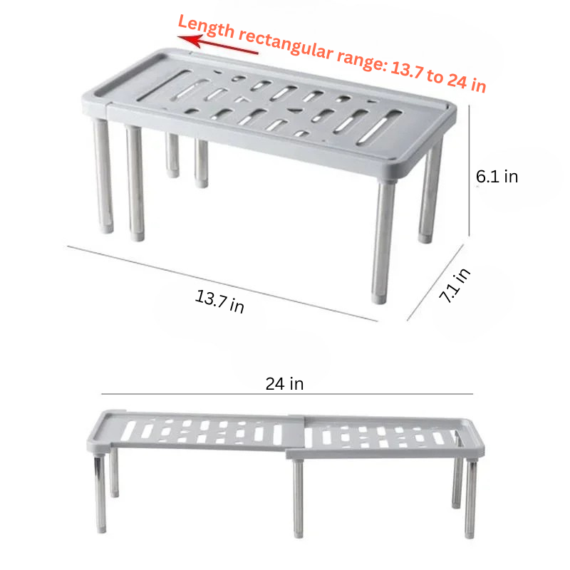 Expandable Shelf Rack | 13.7 × 7 × 6.1 in | Telescopic Storage Rack | Retractable Storage Stand | Anti-Slip Base | Brick by Brick