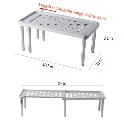 Expandable Shelf Rack | 13.7 × 7 × 6.1 in | Telescopic Storage Rack | Retractable Storage Stand | Anti-Slip Base | Brick by Brick