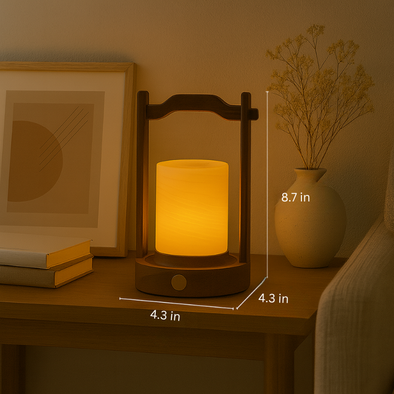 Marble Lantern Lamp | Solid Marble Cylinder | Wooden Frame | Warm Ambient Lighting | Brick by Brick