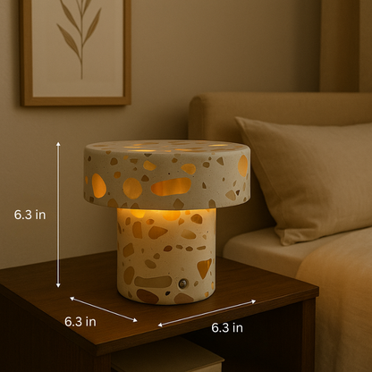 Marble Column Lamp | Solid Marble | Terrazzo Inlays | Warm Ambient Lighting | Brick by Brick