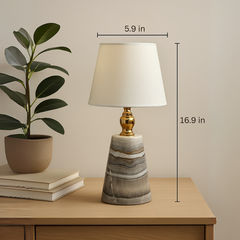 Marble Table Lamp | 5.9 × 16.9 in | Natural Veining | Ambient Glow | Brick by Brick