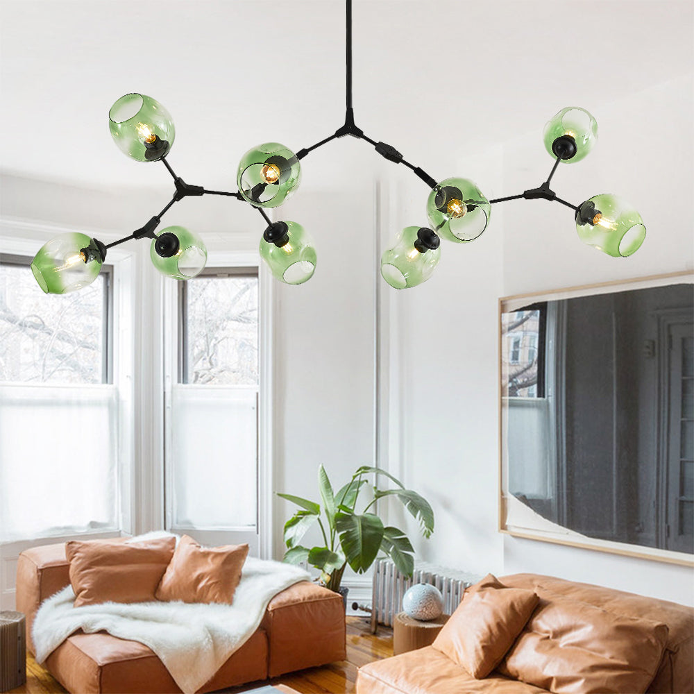 Nordic Modern Glass Pendant Light | H 31.5 - 39.3 in | Clear Bubble Design | Adjustable Brass Ceiling Fixture | Brick by Brick