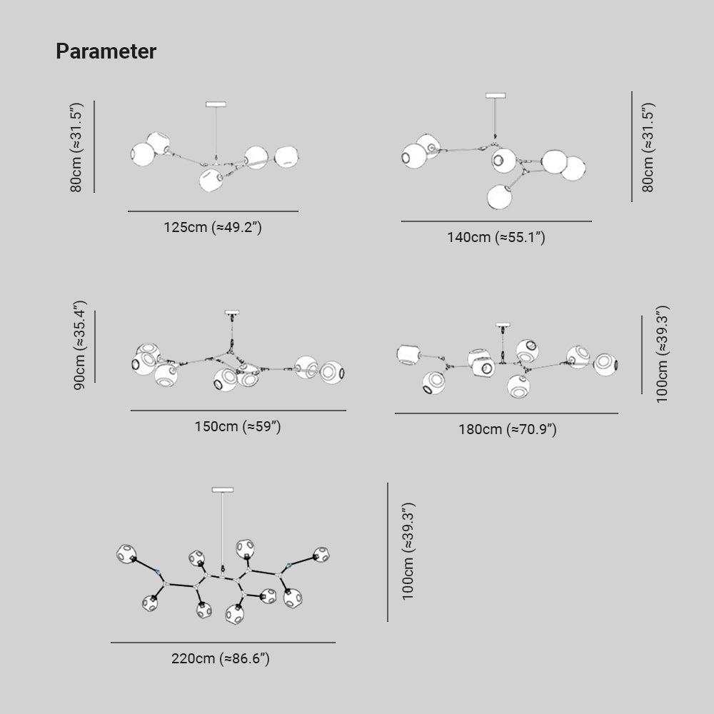 Nordic Modern Glass Pendant Light | H 31.5 - 39.3 in | Clear Bubble Design | Adjustable Brass Ceiling Fixture | Brick by Brick