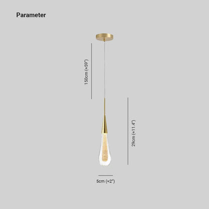 Creative Crystal Droplet Pendant Light | 1.96" x 11.41 in | Elegant Teardrop Glass Chandelier | Adjustable Height | Brick by Brick
