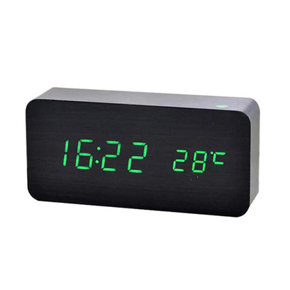 WoodTime Wooden Digital Alarm Clock | LED Display with Temperature Function | Compact 5.5x3x2 Size | Elegant & Stylish Design for Home or Office | Brick by Brick London 4