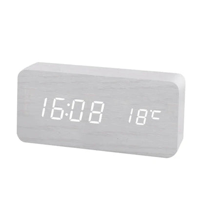 WoodTime Wooden Digital Alarm Clock | LED Display with Temperature Function | Compact 5.5x3x2 Size | Elegant & Stylish Design for Home or Office | Brick by Brick London 6
