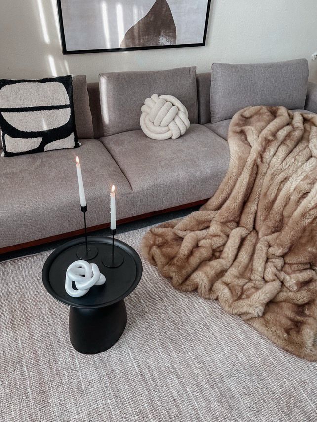 Yūgen Faux Fur Throw | H50 & H59.8 in | Japandi Inspired | Plush & Handmade | Brick by Brick