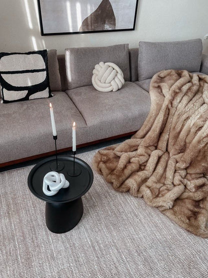 Yūgen Faux Fur Throw | H50 & H59.8 in | Japandi Inspired | Plush & Handmade | Brick by Brick