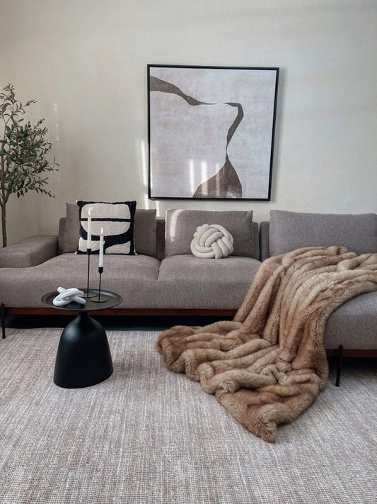 Yūgen Faux Fur Throw | H50 & H59.8 in | Japandi Inspired | Plush & Handmade | Brick by Brick