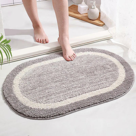 Oval Microfiber Bath Rug | 20-63 in | Soft & Slip-Resistant | Gray & Purple | Brick by Brick