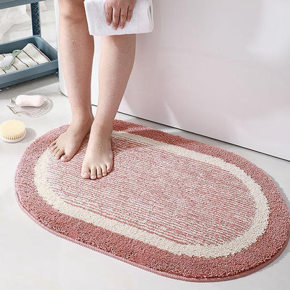 Oval Microfiber Bath Rug | 20-63 in | Soft & Slip-Resistant | Gray & Purple | Brick by Brick