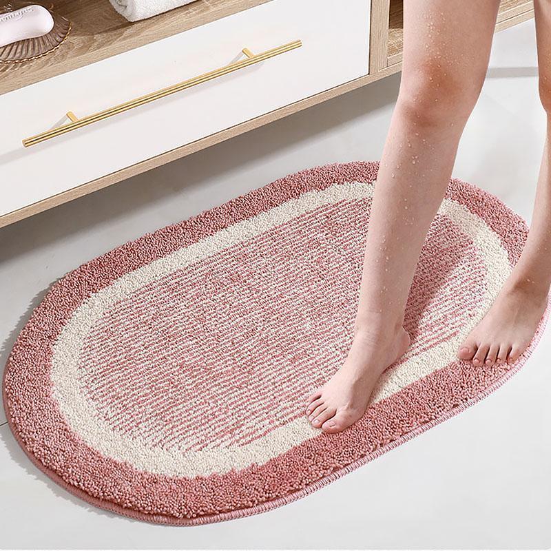 Oval Microfiber Bath Rug | 20-63 in | Soft & Slip-Resistant | Gray & Purple | Brick by Brick