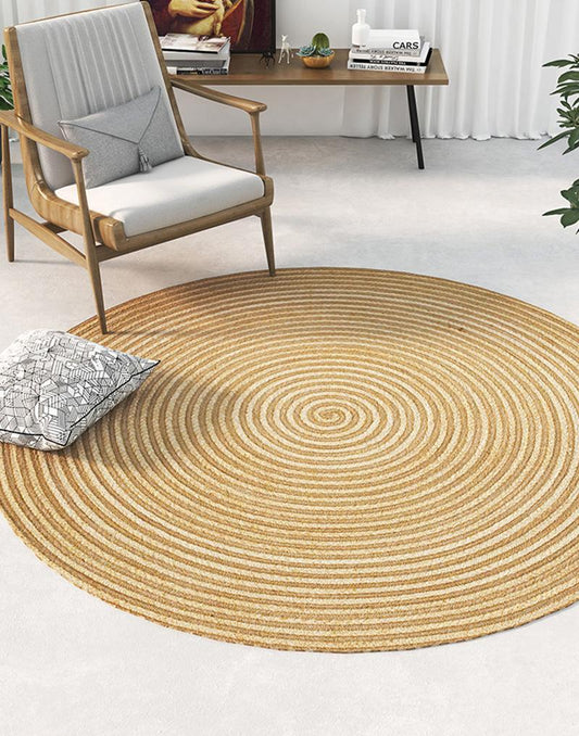 Small Round Hemp Rug | Dia 39 or 47 in | Cozy Burlywood | Durable Area Rug | Brick by Brick