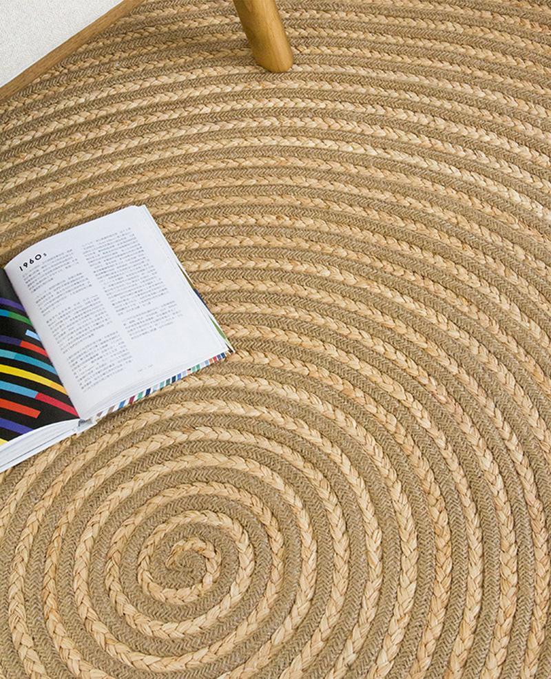 Small Round Hemp Rug | Dia 39 or 47 in | Cozy Burlywood | Durable Area Rug | Brick by Brick