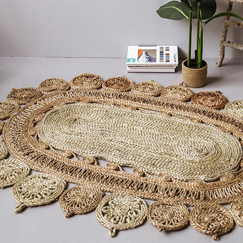 Burlywood Hemp Floor Rug | D35 - 59 in | Thick Woven & Durable | Multiple Shapes | Brick by Brick