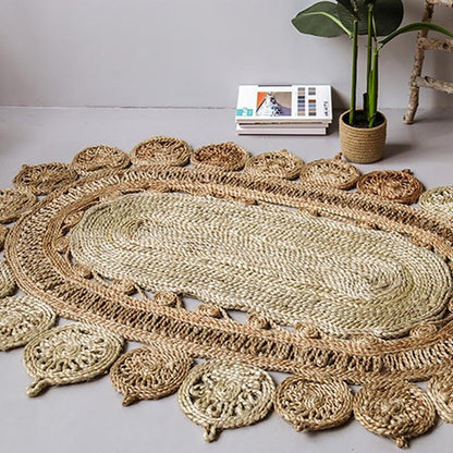 Burlywood Hemp Floor Rug | D35 - 59 in | Thick Woven & Durable | Multiple Shapes | Brick by Brick
