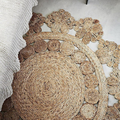 Burlywood Hemp Floor Rug | D35 - 59 in | Thick Woven & Durable | Multiple Shapes | Brick by Brick