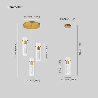 Cluster Glass Pendant Light | Dia 4.7 or 11.8 in | Contemporary Brass & Glass Ceiling Light | Dimmable Multi-Head Design | Brick by Brick