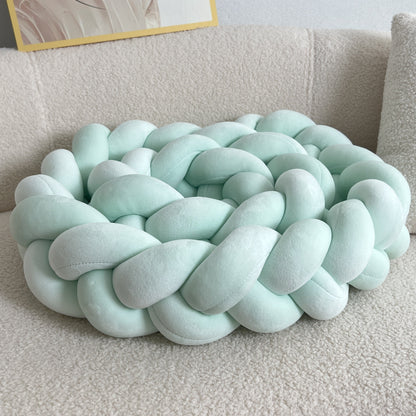 Braided Floor Cushion | Chunky Knit Floor Pillow | Modern Cream Seating | Decorative Home Accent | Brick by Brick