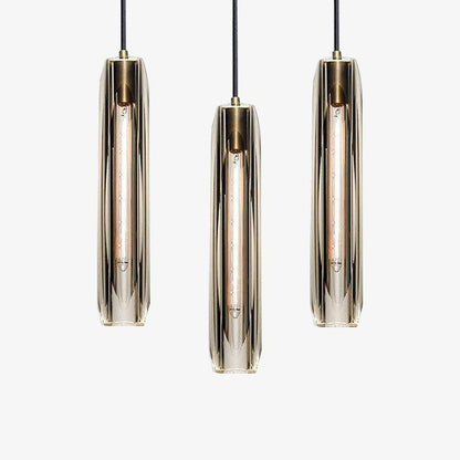 Small Glass Chandelier Pendant | 2.7 x 14.9 in | Brass LED Accent Lighting | Compact & Elegant | Brick by Brick