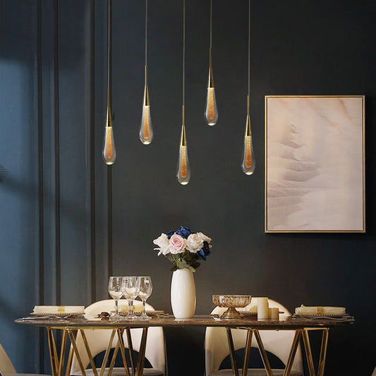 Teardrop Crystal Pendant Light | 1/3/5 Heads | Metal + Crystal Ceiling Light | LED Modern Fixture | Brick by Brick