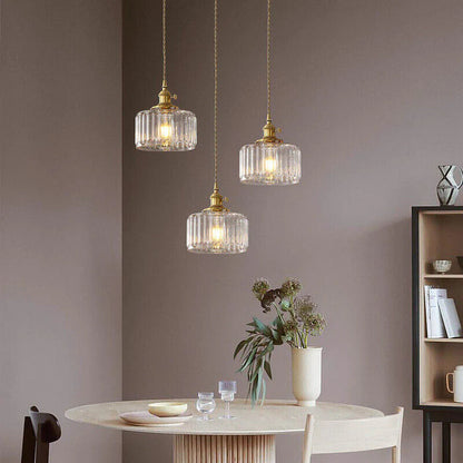 Cylinder Glass Pendant Light | Vintage Elegance | Adjustable Height 59" | Warm Glow for Modern Homes | Brick by Brick