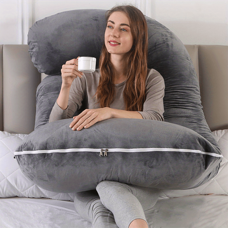 Pregnancy Support Pillow | 55 x 31 in | J-Shape Full Body Pillow | Maternity Sleep Support | Washable Cover | Brick by Brick