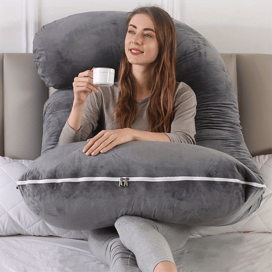 Pregnancy Support Pillow | 55 x 31 in | J-Shape Full Body Pillow | Maternity Sleep Support | Washable Cover | Brick by Brick