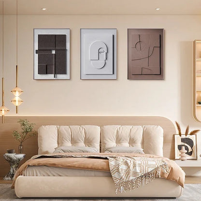 3D Japandi Wall Art | 19.7 x 27.6 x 1.4 in | Modern Canvas Decor | Set of 3 | Brick by Brick
