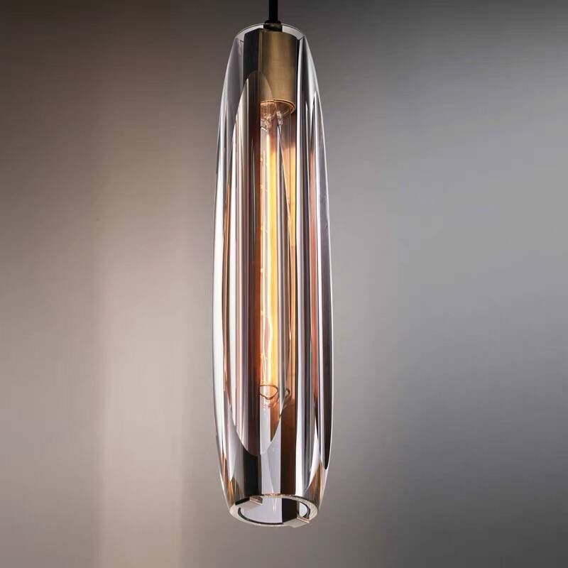 Small Glass Chandelier Pendant | 2.7 x 14.9 in | Brass LED Accent Lighting | Compact & Elegant | Brick by Brick