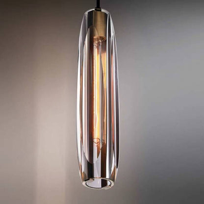Small Glass Chandelier Pendant | 2.7 x 14.9 in | Brass LED Accent Lighting | Compact & Elegant | Brick by Brick