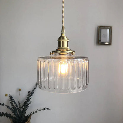 Cylinder Glass Pendant Light | Vintage Elegance | Adjustable Height 59" | Warm Glow for Modern Homes | Brick by Brick
