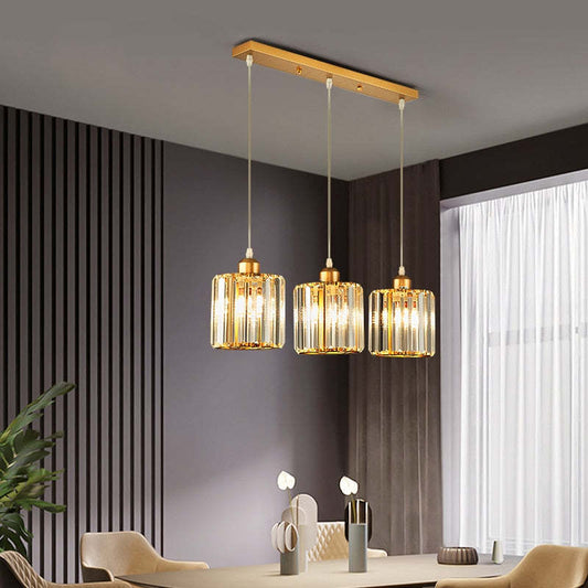 Cylinder Glass Pendant Light | H 33.5 in | Modern Cluster Design | Black/Gold | Indoor Ceiling Fixture | Brick by Brick