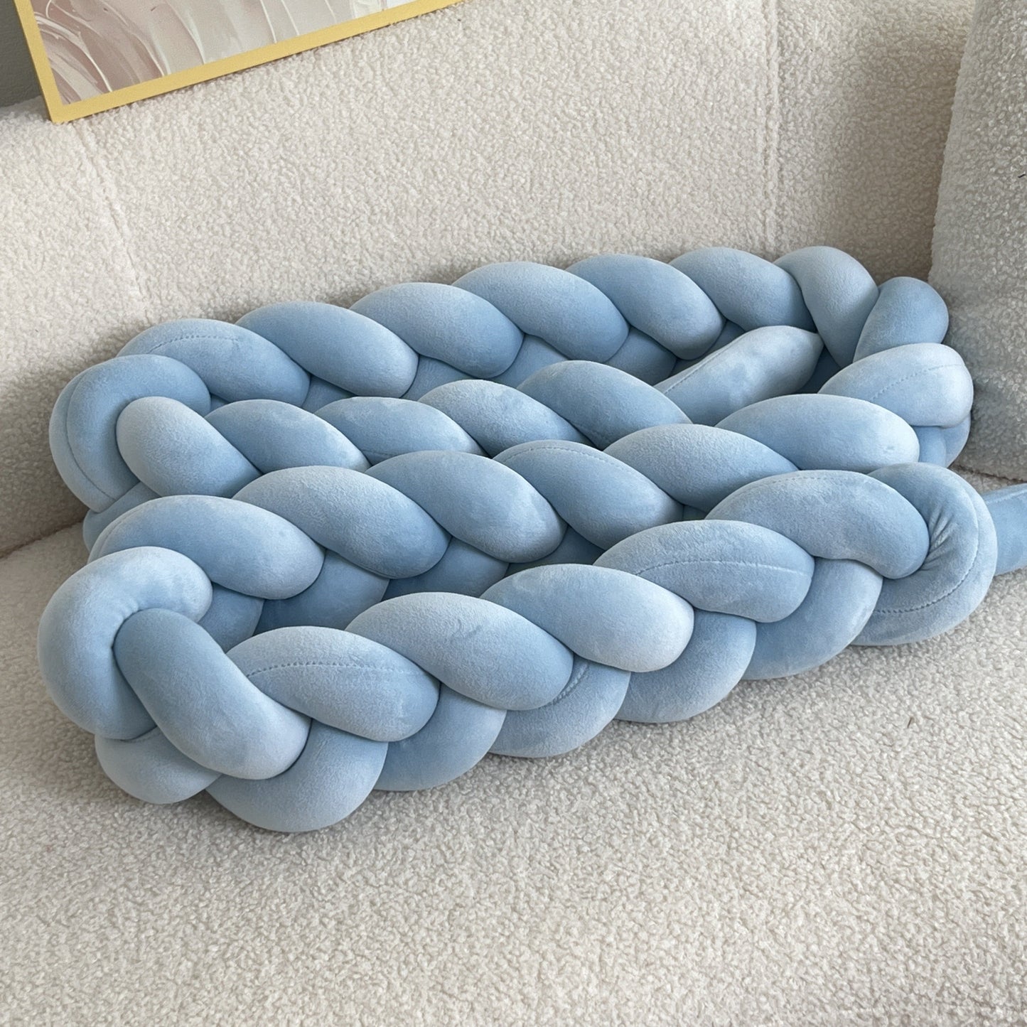 Braided Floor Cushion | Chunky Knit Floor Pillow | Modern Cream Seating | Decorative Home Accent | Brick by Brick