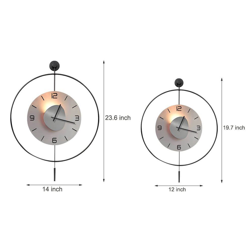 Round LED Wall Clock | Battery Operated | Hanging Metal Clock